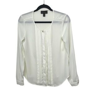 Dana Buchman Ivory Long Sleeve collarless Button Up Blouse Size 4